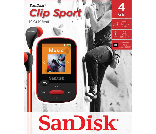Sandisk Clip Sport 4GB Red (microSD, słuchawki, FM, LCD) - 173416 - zdjęcie 4